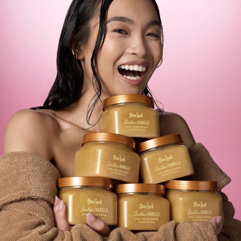 Treehut Golden Vanilla Shea Sugar Scrub, Exfoliating, Hydrating & Moisturizing Body Scrub with Shea Butter & Natural Oils, Smooth & Soften Skin, Polishing Exfoliant for Radiant Skin, 18 oz - Image 5